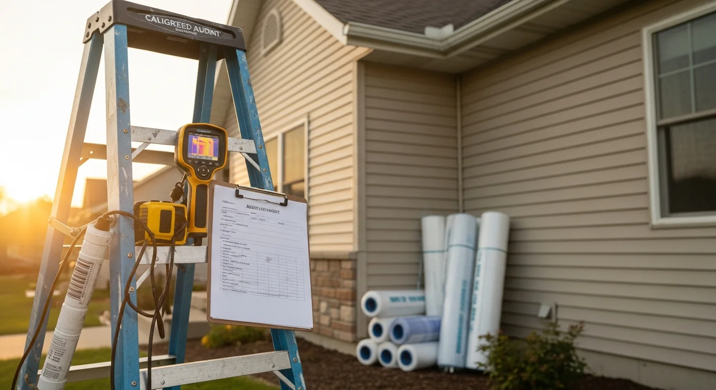 Home energy inspection identifying air leaks and insulation gaps