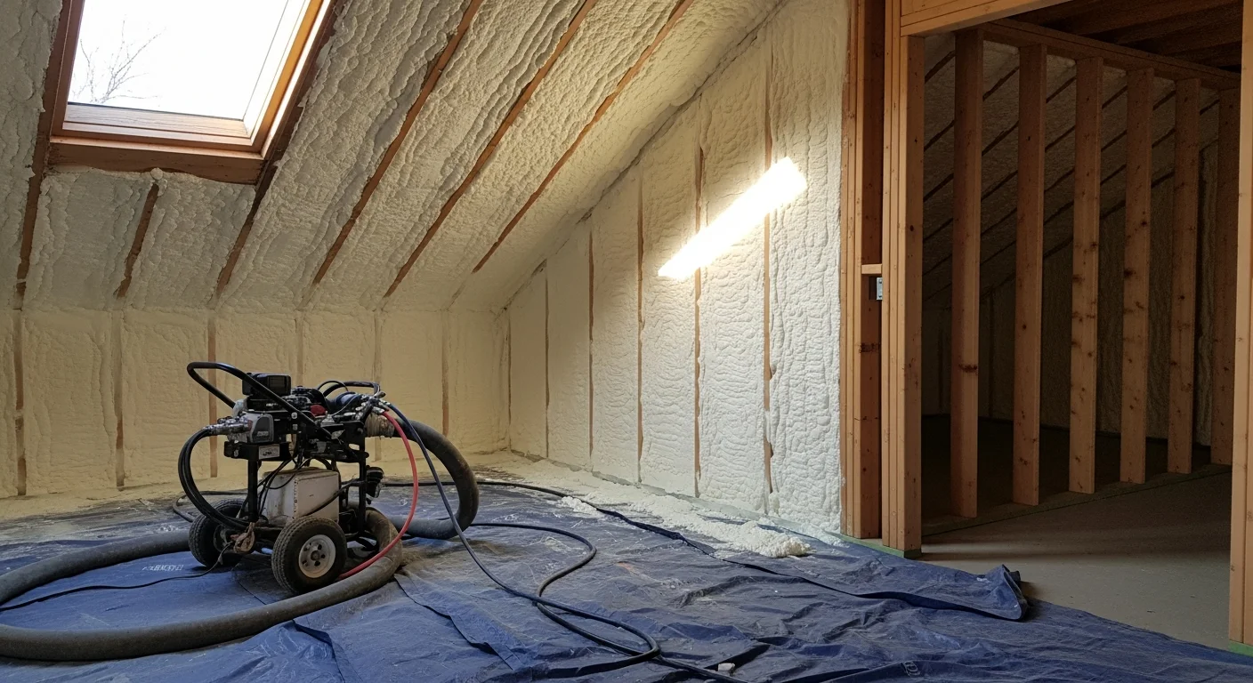 Spray foam insulation being applied to home walls